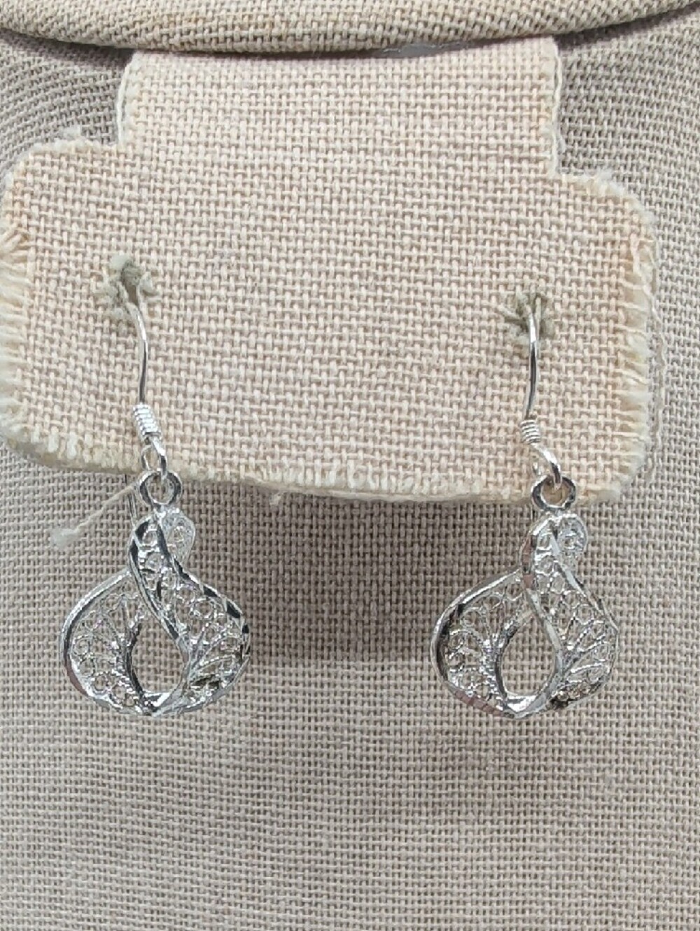 Vintage Sterling Silver 925 Filigree Lace Drop Earrings Dangle Art Nouveau - Picture 8 of 17
